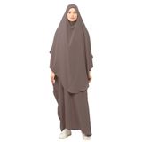 Altobeh Sultanbaş Nikaplı Çarşaf Cilbab Khimar Abaya Kolu Lastikli Hakim Yaka Peçeli Ferace Medine İpek, Vizon, L-XL