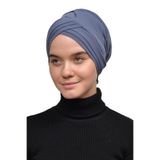 Altobeh Üç Bantlı Çapraz Dış Tesettür Bonesi Hazır Türban-füme