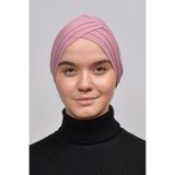 Altobeh Üç Bantlı Çapraz Dış Tesettür Bonesi Hazır Türban, Standart, A450, Koyu Pembe, Kadın