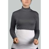 Altobeh Uzun Kol Balıkçı Yaka Boğazlı Likralı Penye Kadın Yarım Body - Füme