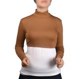 Altobeh Uzun Kol Balıkçı Yaka Boğazlı Likralı Penye Kadın Yarım Body - Taba