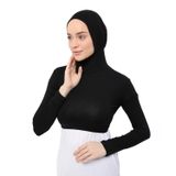 ALTOBEH Uzun Kollu Boyunluklu Boneli Yarım Body, Siyah