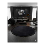 ALTUN CARPET siyah yuvarlak post pelüş ponpon saçaklı jel taban halı kaymaz ev tekstil