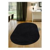 ALTUN CARPET TFHYG7HUJ Siyah Oval Modern Salon Pelüş Hali Kaymaz Taban