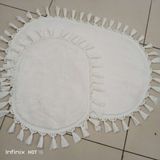 Altun Halı Altunhome Altun Modern Simirna Dekoratif Peluş Oval Kırem Ponpon Saçaklı Klozet Takımı SIMIRNAA-OV-50X80+50*40