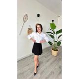 Altunay Atölye Yüksek Bel Pileli Siyah Şort Etek – A Kesim Mini Skort - 36