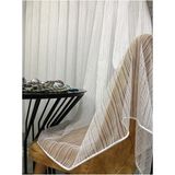 Altuntaş Tasarım Keten Ip Tül Çizgili Ütü Istemez Kırışma Yapmaz Tül Perde 1x2 Seyrek Pile - 230 x 260 cm - Beyaz