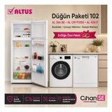 Altus Düğün Paketi 102 Al 366 Be Buzdolabı + Al cm 91050 Çamaşır Makinesi + Al 434 P Bulaşık Makinesi