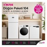 Altus Düğün Paketi 104 Al 380 Xe Buzdolabı + Al cm 101254 D Çamaşır Makinesi + Al 445 Nx Bulaşık Makinesi
