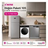 Altus Düğün Paketi 105 Al 380 Xıe Buzdolabı + Al cm 101254 D Çamaşır Makinesi + Al 445 Nıx Bulaşık Makinesi