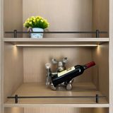 Alüminyum Alaşımlı Yuvarlak Boru Raf Ray Seti - Kitaplıklar ve Şarap Dolapları için 0,3 inç Dekoratif Metal Korkuluklar, Düşmeye Karşı Koruma Bariyer Çubuğu (4 Paket, 38 inç/97 cm)