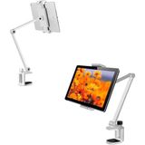 Alüminyum Ayarlanabilir Tablet Standı, 360 Derece Döndürülebilir, iPhone/iPad/iPad Mini/iPad Pro 12,9 inç Herhangi Bir Telefon/Tablet 4-13 inç, Ev, Ofis, Mutfak ve Yatak Kullanımına Uygun (Beyaz)