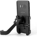 Alüminyum Bisiklet ve Scooter Telefon Tutucu, 360° Dönebilir, Ayarlanabilir, Metal Malzeme, Siyah - standart
