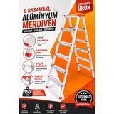 Alüminyum Çift Çıkışlı Merdiven 6 Basamak Kaymaz Ayaklı Ev Tipi Merdiven