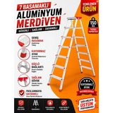 Alüminyum Çift Çıkışlı Merdiven 7 Basamak Kaymaz Ayaklı Ev Tipi Merdiven