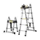 Alüminyum Çift Yönlü Teleskopik Merdiven (Seçenekli) (5,6 Metre - 2 x 9 Basamak)