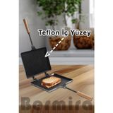 Alüminyum Döküm İçi Teflon Ocak Üstü El Tost Makinesi 24cm X 18 Cm