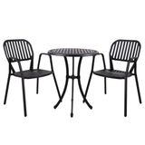 Alüminyum Döküm Masa Sandalye Takımı Bahçe Veranda Balkon Oturma Grubu 3 Parça 2 Koltuk Kolçaklı Sandalye 1 Set Dış Mekan Outdoor Mat Siyah Teras GZD