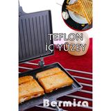 Alüminyum Döküm Teflon Ocak Üstü El Tost Makinesi 24X18 cm - Altın - Gri