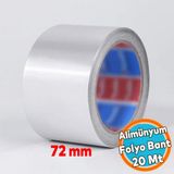 Alüminyum Folyo Bant Yapışkanlı 72 Mm X 20 Metre Yanmaz Soba Borusu Bandı
