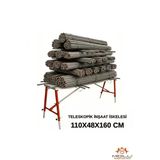 Alüminyum Gövdeli Çelik Ayaklı Teleskopik İnşaat İskelesi Kırmızı - 400 Kg Taşıma Kapasitesi 110X48x160cm