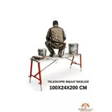 Alüminyum Gövdeli Çelik Ayaklı Teleskopik Katlanır İnşaat İskelesi - 400 Kg Taşıma Kapasitesi 100X24x200cm