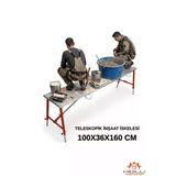Alüminyum Gövdeli Çelik Ayaklı Teleskopik Katlanır İnşaat İskelesi - 400 Kg Taşıma Kapasitesi 100X36x160cm