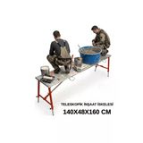 Alüminyum Gövdeli Çelik Ayaklı Teleskopik Katlanır İnşaat İskelesi - 400 Kg Taşıma Kapasitesi 140X48x160cm