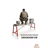 Alüminyum Gövdeli Çelik Ayaklı Teleskopik Katlanır İnşaat İskelesi - 400 Kg Taşıma Kapasitesi 150X36x200cm