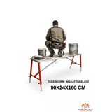 Alüminyum Gövdeli Çelik Ayaklı Teleskopik Katlanır İnşaat İskelesi - 400 Kg Taşıma Kapasitesi 90X24x160cm