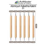 Alüminyum Kabartma Kalemi Ahşap 6 Lı Set 1 Paket Aliminyum Folyo Kabartma Gravür Noktalama Kalemi Çift Uçlu İzleme