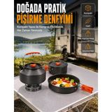 Alüminyum Kamp Pişirme Seti Katlanabilir Kulplu Çaydanlık Tencere Ta Outdoor Yemek Seti