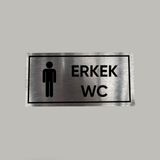 Aluminyum Kapı Isimliği Erkek Wc Yazılı Arkası Yapışkanlı 10X20 cm - 1 Adet