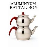 Alüminyum Küre Çaydanlık Battal Boy Kahverengi Kulp
