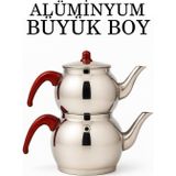Alüminyum Küre Çaydanlık Büyük Boy Kahverengi Kulp