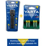 Aluminyum Light F30 Fener & Power Şarj Edilebilir Ince Kalem Pil 800MAH Aaa 4 Adet - Siyah