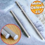 Aluminyum Metal Oklava 2Li Set 74-49 Cm Borek Hamur Yufka Acma Silindir Yuvarlak Uzun Kisa Mutfak