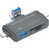 Alüminyum Otg USB C Kart Okuyucu | iPhone Lightning ve iPad ile Uyumlu, Type-C Girişli Sd Tf Multi