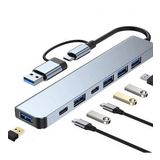 Alüminyum Usb Hub 7 in 1 USB / Type-c To USB A, USB C, USB 2.0 / 3.0 Çevirici Adaptör Çok Portlu Tak Çalıştır Usb Çevirici