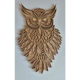 Aluradeco Bohem Ev Dekoru Baykuş Temalı Ahşap Duvar Dekoru Baykuş Duvar Süsü Natürel Ham Ahşap Katmanlı Dekoru - 29 x 44 cm