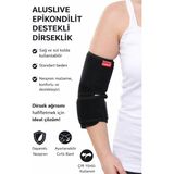 Aluslive Epikondilit Destekli Dirseklik Sağ ve Sol Kullanılabilir Standart Beden - Siyah