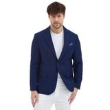 Alux Erkek Lacivert Poliviskon Kumaşlı Esnek Slim Fit Kendinden Mendilli Mono Yaka Spor Blazer Ceket Lacivert 48