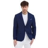 Alux Erkek Lacivert Poliviskon Kumaşlı Esnek Slim Fit Kendinden Mendilli Mono Yaka Spor Blazer Ceket Lacivert 56