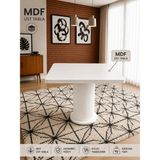 Alve Kare Bohem Modern Mutfak Masası 90X90 cm – Mdf Üst Tabla & Poliüretan Ayak - Beyaz - 90 x 90