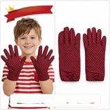 Alvenda Home Çocuk Boy Pandomim Eldiveni Beyaz Puantiyeli Bordo Renk Gösteri Eldiveni 23 Nisan 19 Mayıs