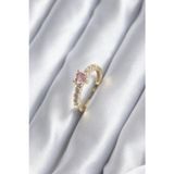 Alvenda Home Gold Renk Zirkon Taşlı Pembe Kristal Kalp Model Kadın Yüzük TJ-BYK2852