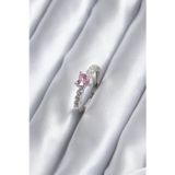 Alvenda Home Gümüş Renk Zirkon Taşlı Pembe Kristal Kalp Model Kadın Yüzük TJ-BYK2851