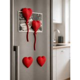 Alvera 3D 4'lü Kalp Balon Magnet Seti – Dekoratif Buzdolabı Magneti, Fotoğraf ve Not Tutucu