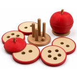 Alvera 3D Baskı Elma Şeklinde Düğme Delikleri Sayma Seti - Sökülebilir Çubuklu Ince Motor Beceri Oyuncağı, Montessori Materyali - Standart