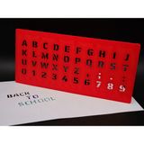 Alvera Alfabe, Rakam ve Cetvel Şablonu – 20 cm 3D Baskı Yazı Çizim Kalıbı-Kırmızı